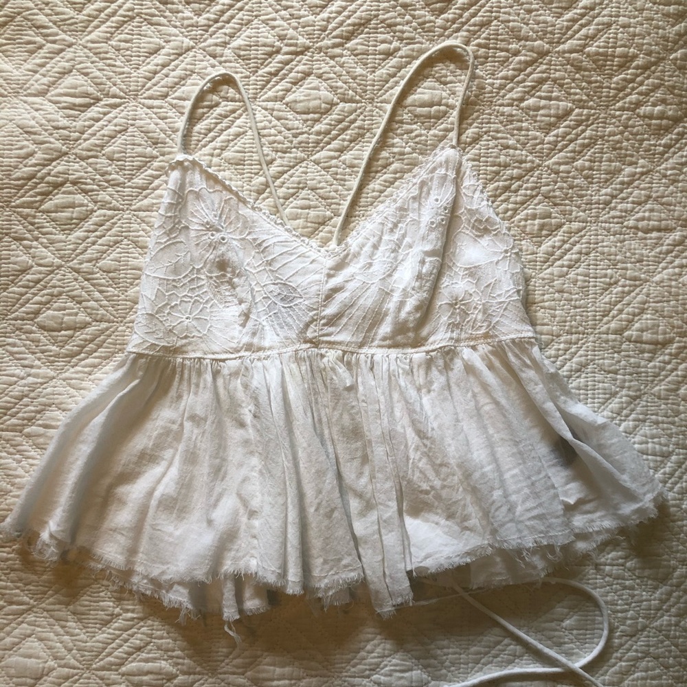 White, flowy top